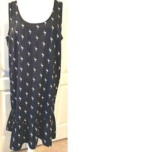 NWT BANANA REPUBLIC flirty hemline navy / white flamingos dress (4)